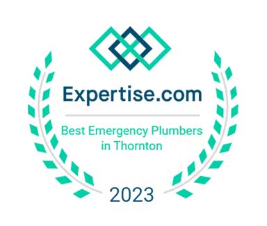  Seal of certification as the best emergency plumber in Thornton 2023 from Expertise.com 